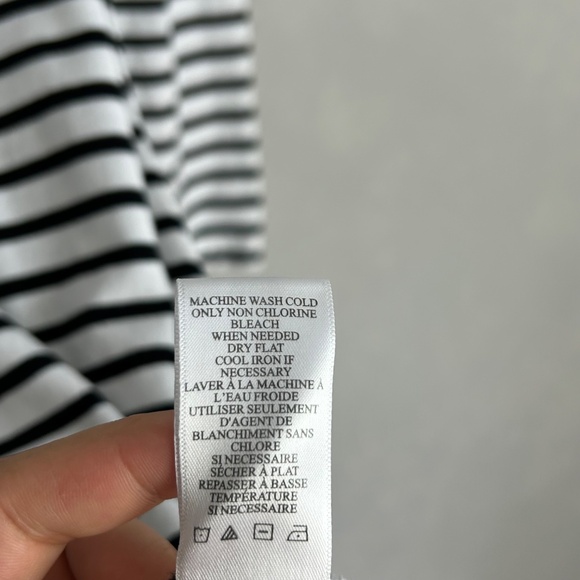 A.L.C size L Kidman mini shirt dress black white stripe 3/4 puff sleeve cotton - Picture 12 of 12